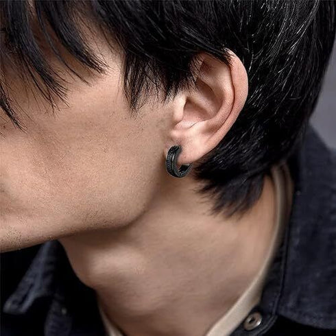 316L Surgical Steel Classic Frosted Men Women Hypoallergenic Huggie Hoop Earring